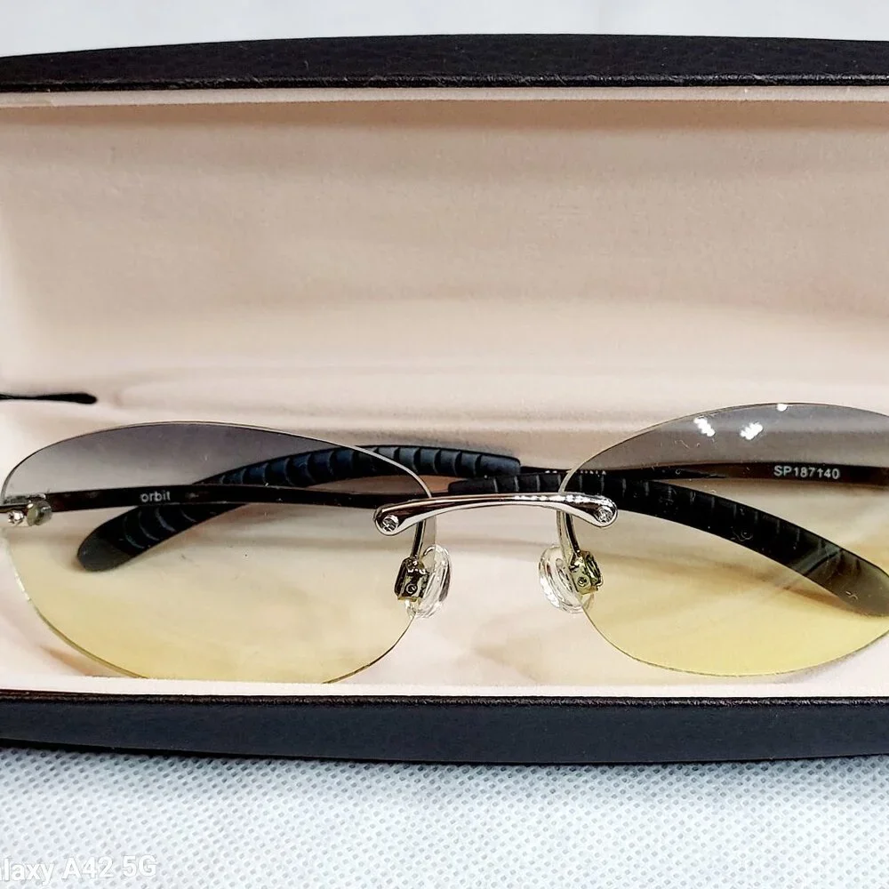 Orbit Rimless Sunglasses Classic Eye Protection UV Metal Gradient color lenses